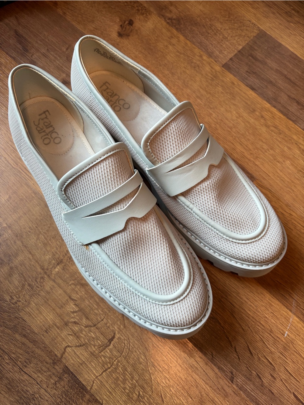 Franco Sarto Cream Mesh Penny Loafers